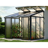 Gewächshaus ELLA 34 , BxT: 263 x 194 cm, Anlehngewächshaus mit 16 mm Doppelstegplatten, 2 Fenster, Einfachtür, Gewächshaus Aluminium, Tomatenhaus, Gartenhaus, Treibhaus, gewächshaus günstig, Glashaus Unkategorisiert online kaufen