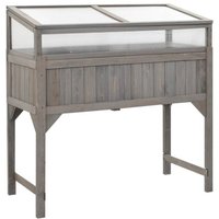 Hochbeet mit Gewächshaus grau Holz B/H/L: ca. 54x120x110 cm Unkategorisiert online kaufen