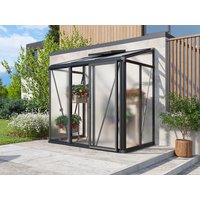 Gewächshaus FLORA 23,  BxT: 199 x 132 cm, Anlehngewächshaus mit 16 mm Doppelstegplatten, 1 Fenster, Einfachtür, Gewächshaus Aluminium, Tomatenhaus, Gartenhaus, Treibhaus, gewächshaus günstig, Glashaus online kaufen