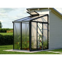 Anlehngewächshaus ELLA 32 ,  BxT: 137 x 194 cm, Gewächshaus mit 16 mm Doppelstegplatten, 1 Fenster, Einfachtür, Gewächshaus Aluminium, Tomatenhaus, Gartenhaus, Treibhaus, gewächshaus günstig, Glashaus online kaufen