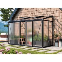 Gewächshaus FLORA 25 ,  BxT: 324 x 132 cm, Anlehngewächshaus mit 16 mm Doppelstegplatten, 2 Fenster, Einfachtür, Gewächshaus Aluminium, Tomatenhaus, Gartenhaus, Treibhaus, gewächshaus günstig, Glashaus online kaufen