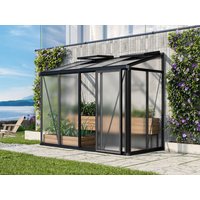 Gewächshaus FLORA 24 ,  BxT: ´263x 132 cm, Anlehngewächshaus mit 16 mm Doppelstegplatten, 2 Fenster, Einfachtür, Gewächshaus Aluminium, Tomatenhaus, Gartenhaus, Treibhaus, gewächshaus günstig, Glashaus online kaufen