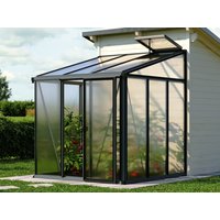 Anlehngewächshaus ELLA 33 ,  BxT: 199 x 194 cm, Gewächshaus mit 16 mm Doppelstegplatten, 1 Fenster, Einfachtür, Gewächshaus Aluminium, Tomatenhaus, Gartenhaus, Treibhaus, gewächshaus günstig, Glashaus online kaufen