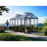 Gewächshaus DIAMAS 236x385 cm, 10 oder 12 mm, 2 Fenster, Einfachtür, Gewächshaus Aluminium, Tomatenhaus, Gartenhaus, Treibhaus, gewächshaus günstig, Glashaus online kaufen