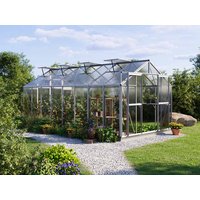 Gewächshaus 259 x 513 cm, 6 oder 8 mm, 4 Fenster, Doppeltür, Gewächshaus Aluminium, Tomatenhaus, Gartenhaus, Treibhaus, Gewächshaus günstig, Glashaus online kaufen