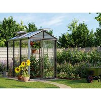 Gewächshaus URBAN GLAS 161 x 235 cm, mit 4 mm ESG-Sicherheitsglas und mit 10 mm Doppelstegplatten, 2 Fenster, Einfachtür, Gewächshaus Aluminium, Tomatenhaus, Gartenhaus, Treibhaus, gewächshaus günstig, Glashaus online kaufen