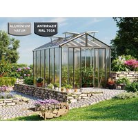Gewächshaus HERA 6 263x388 cm, mit 16 mm Doppelstegplatten, 4 Fenster, Doppeltür, Gewächshaus Aluminium, Tomatenhaus, Gartenhaus, Treibhaus, Gewächshaus günstig, Glashaus online kaufen