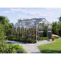 Gewächshaus 259 x 384 cm, 6 oder 8 mm, 3 Fenster, Doppeltür, Gewächshaus Aluminium, Tomatenhaus, Gartenhaus, Treibhaus, Gewächshaus günstig, Glashaus online kaufen