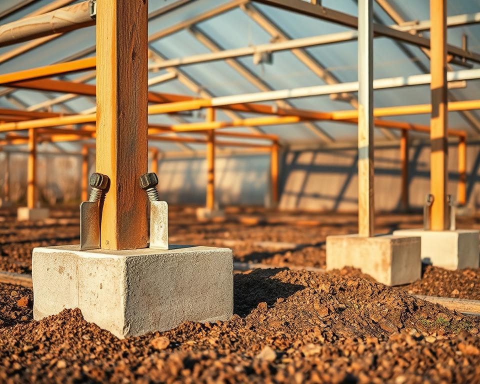 Gewächshaus Fundamente Stabilisierung