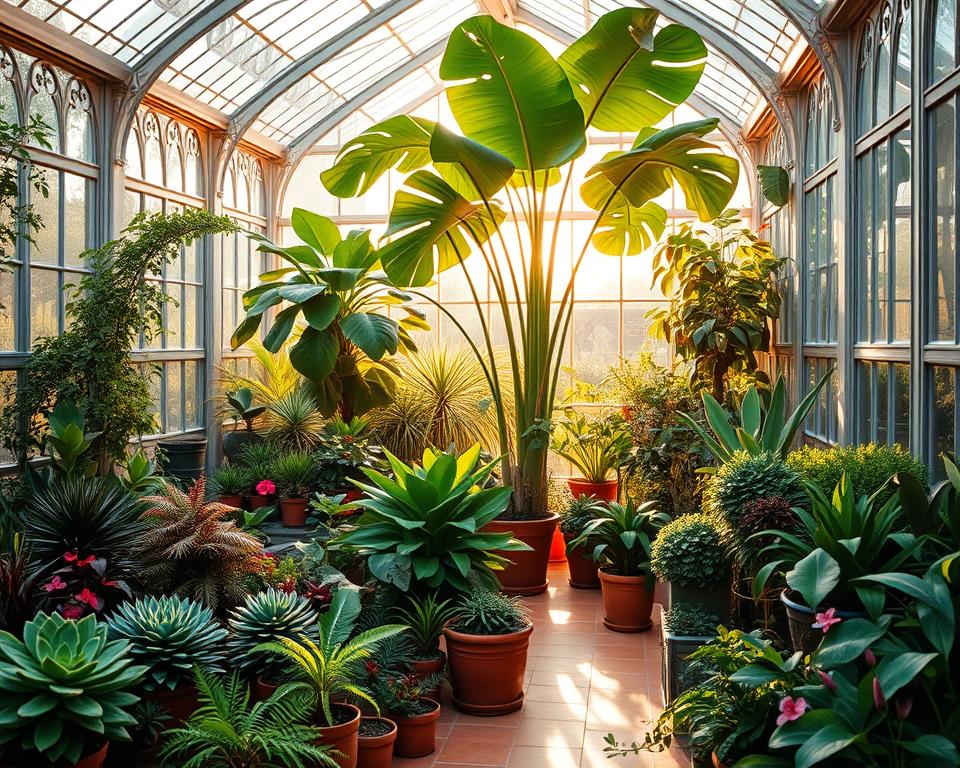 Gewächshauspflanzen im Glashaus Gewächshauspflanzen im Glashaus