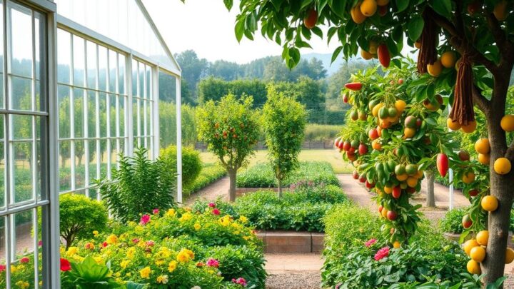 Ganzjährig ernten: Kombination von Gewächshaus-Gemüse und Obstbäumen im Garten