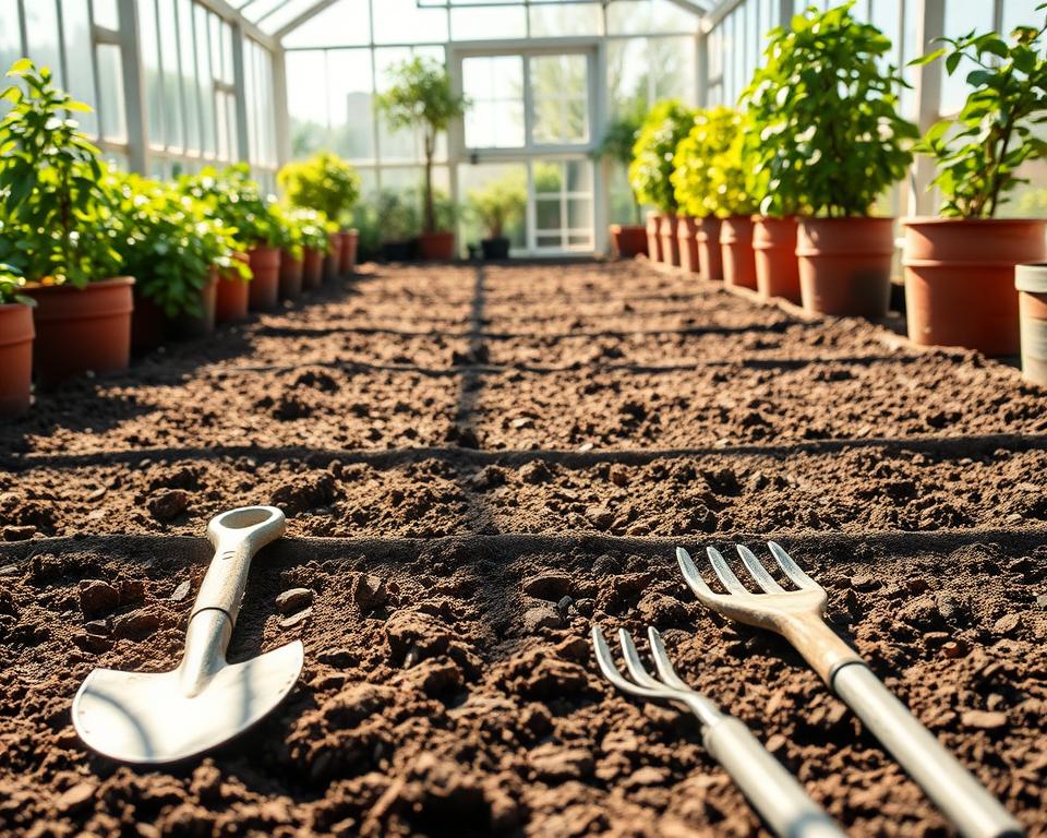 Gewächshaus Bodenvorbereitung