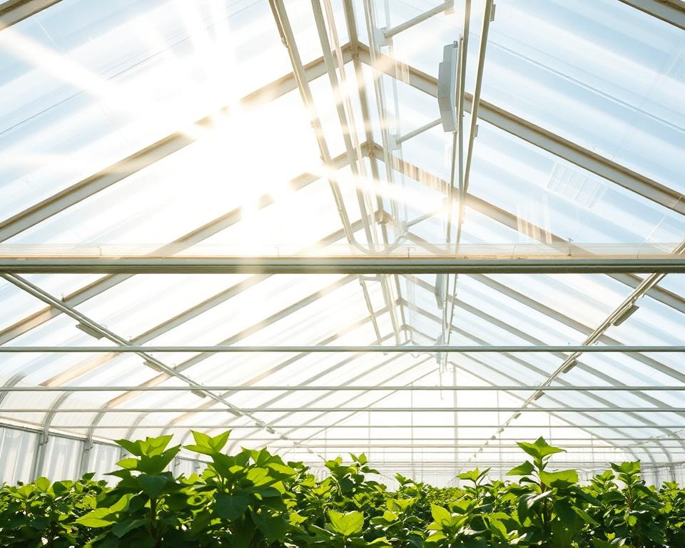 Lichtdurchlässigkeit im Gewächshaus Lichtdurchlässigkeit im Gewächshaus