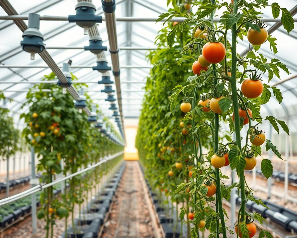 Tomaten Bewässerungssysteme im Gewächshaus Tomaten Bewässerungssysteme im Gewächshaus