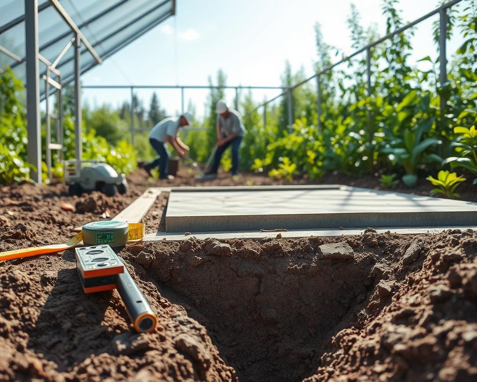 Fundament für Gewächshaus
