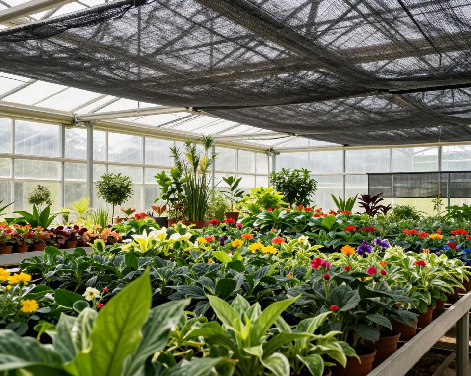 Gewächshaus beschatten mit Schattiernetz Gewächshaus beschatten mit Schattiernetz