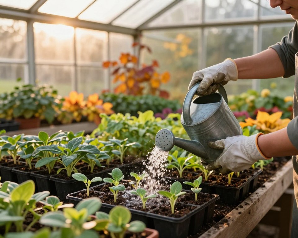 Gewächshaus richtig gießen bei der Herbstaussaat