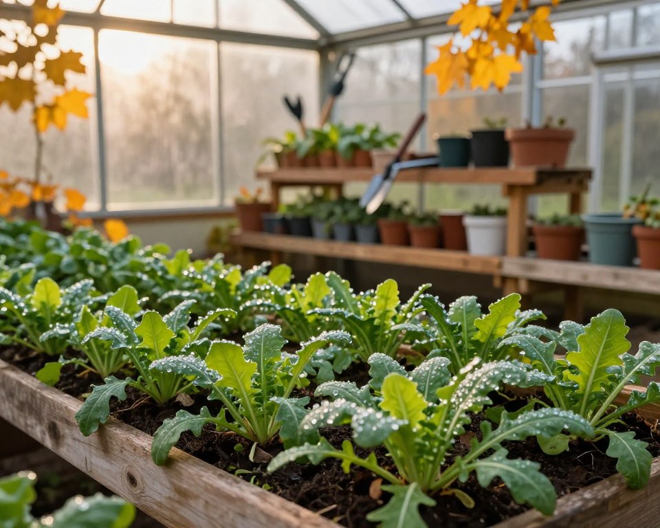Rucola Gewächshaus im Herbst