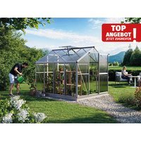 Gewächshaus OASIS 4 – 222 x 259 cm – Robustes Aluminium-Gewächshaus mit 6 mm oder 8 mm Doppelstegplatten, ausgestattet mit zwei Fenstern und einer praktischen Doppeltür. Ideal als Tomatenhaus, Gartenhaus oder Treibhaus – hochwertige Qualität zu einem güns