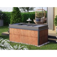 PRIMEYARD 200 x 100 x 77 cm Hochbeet, Cortenstahl, Rost-Optik | inkl. Frühbeetaufsatz und Schneckenschutz - (GFPV00786)