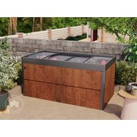PRIMEYARD 200 x 100 x 77 cm Hochbeet, Cortenstahl, Rost-Optik | inkl. Frühbeetaufsatz - (GFPV00785)