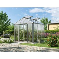 Gewächshaus 222x222 cm, 10 mm, 2 Fenster, Doppeltür, Gewächshaus Aluminium, Tomatenhaus, Gartenhaus, Treibhaus, gewächshaus günstig, Glashaus