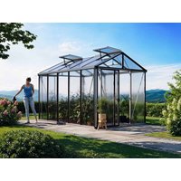 Gewächshaus DIAMAS 235x385 cm, 16 mm, 4 Fenster, Einfachtür, Gewächshaus Aluminium, Tomatenhaus, Gartenhaus, Treibhaus, gewächshaus günstig, Glashaus