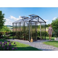 Gewächshaus 235x311 cm, 10 oder 12 mm, 2 Fenster, Einfachtür, DIAMAS 22, Gewächshaus Aluminium ideales Tomatenhaus und Gartenhaus