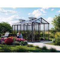 Gewächshaus DIAMAS 236x460 cm, 10 oder 12 mm, 2 Fenster, Einfachtür, Gewächshaus Aluminium, Tomatenhaus, Gartenhaus, Treibhaus, gewächshaus günstig, Glashaus