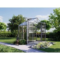 Gewächshaus 225 x 133 cm, 6 oder 8 mm, 1 Fenster, Doppeltür, Gewächshaus Aluminium, Tomatenhaus, Gartenhaus, Treibhaus, Gewächshaus günstig, Glashaus