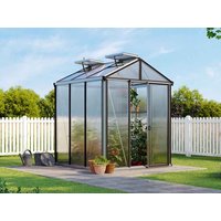 Gewächshaus COMPACT 199 x 199 cm, mit 10 oder 16 mm Doppelstegplatten, 2 Fenster, Einfachtür, Gewächshaus Aluminium, Tomatenhaus, Gartenhaus, Treibhaus, gewächshaus günstig, Glashaus