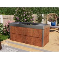 PRIMEYARD 200 x 85 x 77 cm Hochbeet, Cortenstahl, Rost-Optik | inkl. Frühbeetaufsatz - (GFPV00789)