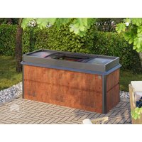 PRIMEYARD 200 x 85 x 77 cm Hochbeet, Cortenstahl, Rost-Optik | inkl. Frühbeetaufsatz und Schneckenschutz - (GFPV00790)