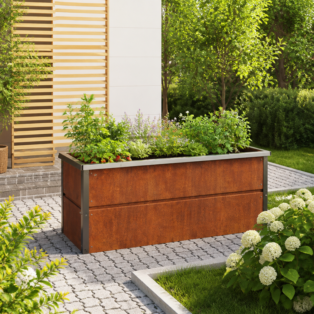 37% Rabatt ✓ 2 × 1 m | Cortenstahl Hochbeet 200x85x77 cm | 30 mm Wandpaneele & Nagerschutz 37% Rabatt ✓ 2 × 1 m | Cortenstahl Hochbeet 200x85x77 cm | 30 mm Wandpaneele & Nagerschutz