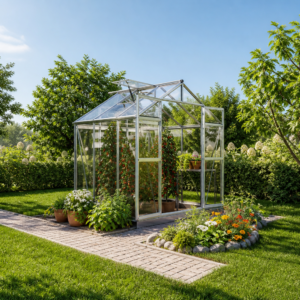 Gewächshaus 225 x 195 cm, 6 oder 8 mm, 1 Fenster, Doppeltür, Gewächshaus Aluminium, Tomatenhaus, Gartenhaus, Treibhaus, Gewächshaus günstig, Glashaus Unkategorisiert online kaufen