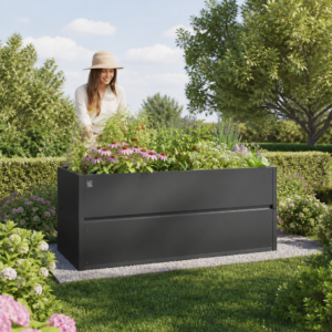 35% Rabatt ✓ 2 × 1 m | Stahlhochbeet 150x100x77 cm Anthrazit | 30 mm Wandpaneele & Nagerschutz
