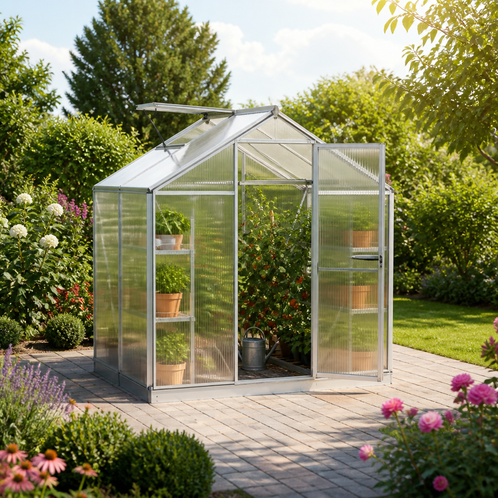 31% Rabatt ✓ 2 × 1 m | Gewächshaus 192×131 cm, Tomatengewächshaus, kleines Gewächshaus, Gewächshaus Glas | Dachfenster | mit Dachrinne