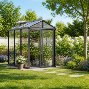 Gewächshaus URBAN GLAS 161 x 235 cm, mit 4 mm ESG-Sicherheitsglas und mit 10 mm Doppelstegplatten, 2 Fenster, Einfachtür, Gewächshaus Aluminium, Tomatenhaus, Gartenhaus, Treibhaus, gewächshaus günstig, Glashaus Unkategorisiert online kaufen