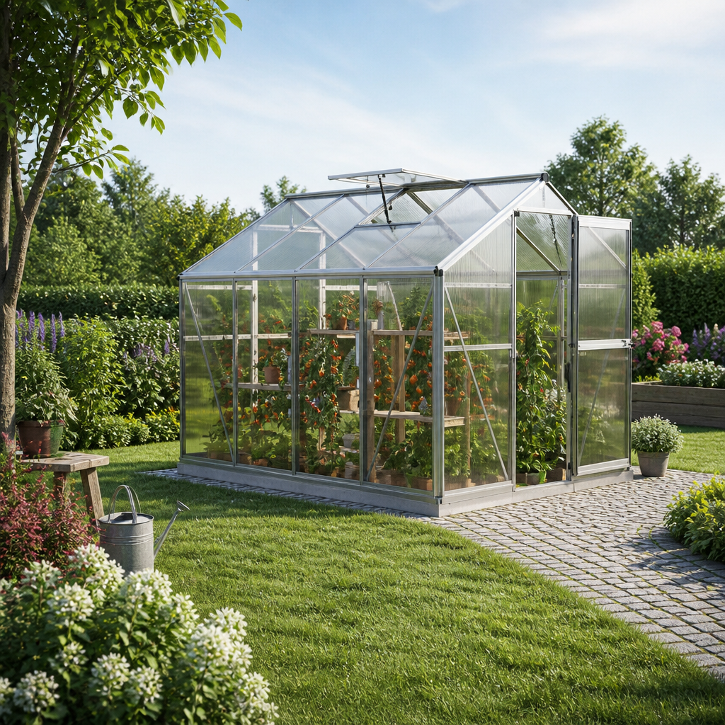 3 × 2 m | Gewächshaus OASIS 4 – 222 x 259 cm – Robustes Aluminium-Gewächshaus mit 6 mm oder 8 mm Doppelstegplatten | Plexiglas | Aluminiumrahmen | Dachfenster | mit Dachrinne