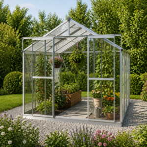 Gewächshaus „Jade 4“ – Groß, stabil & mit Doppelschiebetür | Sicherheitsglas | Aluminiumrahmen | Dachfenster Unkategorisiert online kaufen