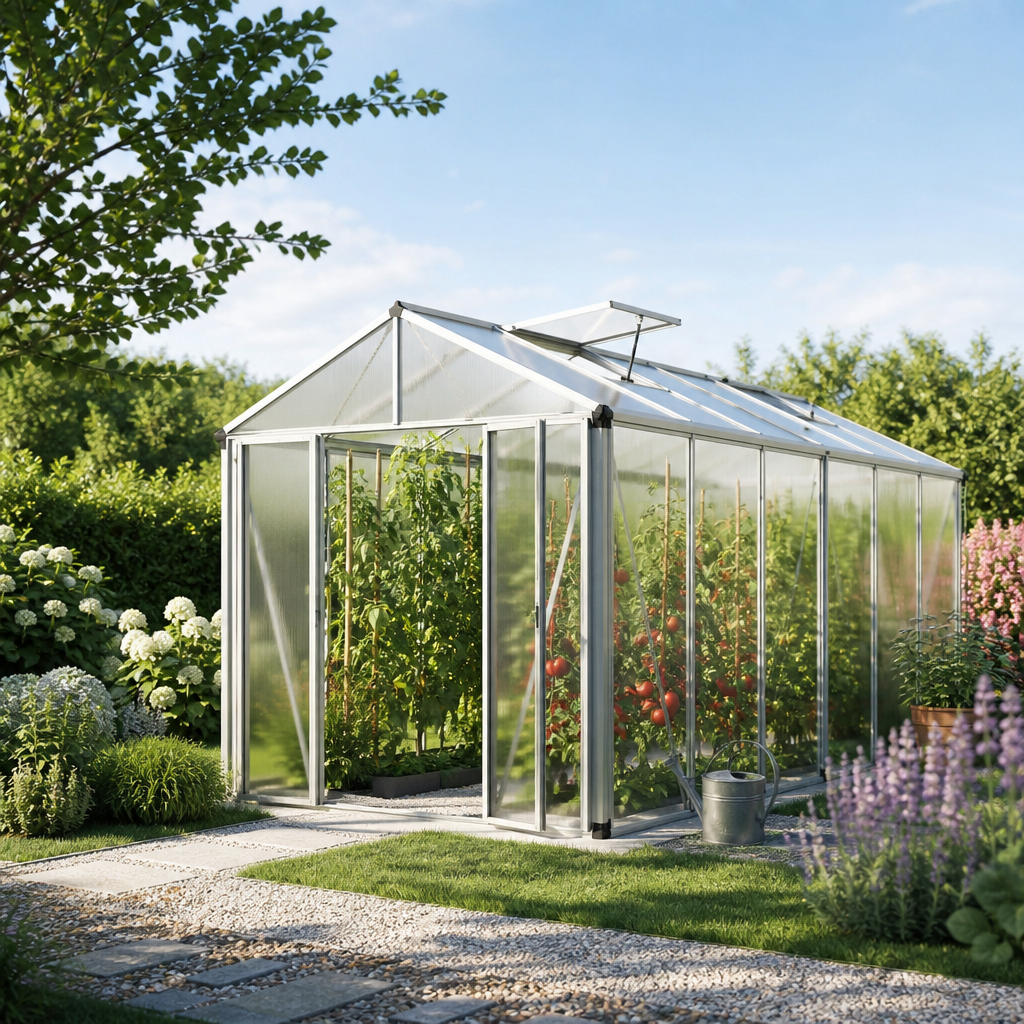 Gewächshaus 222x437 cm, 10 mm, 2 Fenster, Doppeltür, Gewächshaus Aluminium, Tomatenhaus, Gartenhaus, Treibhaus, gewächshaus günstig, Glashaus Gewächshaus 222x437 cm, 10 mm, 2 Fenster, Doppeltür, Gewächshaus Aluminium, Tomatenhaus, Gartenhaus, Treibhaus, gewächshaus günstig, Glashaus