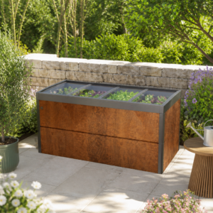 PRIMEYARD 200 x 100 x 77 cm Hochbeet, Cortenstahl, Rost-Optik | inkl. Frühbeetaufsatz Unkategorisiert online kaufen