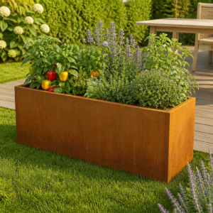 PRIMEYARD 120 x 40 x 40 cm Hochbeet, Cortenstahl, Rost-Optik