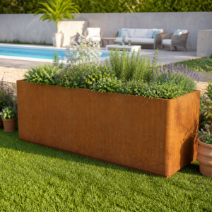 PRIMEYARD 250 x 80 x 80 cm Hochbeet, Cortenstahl, Rost-Optik
