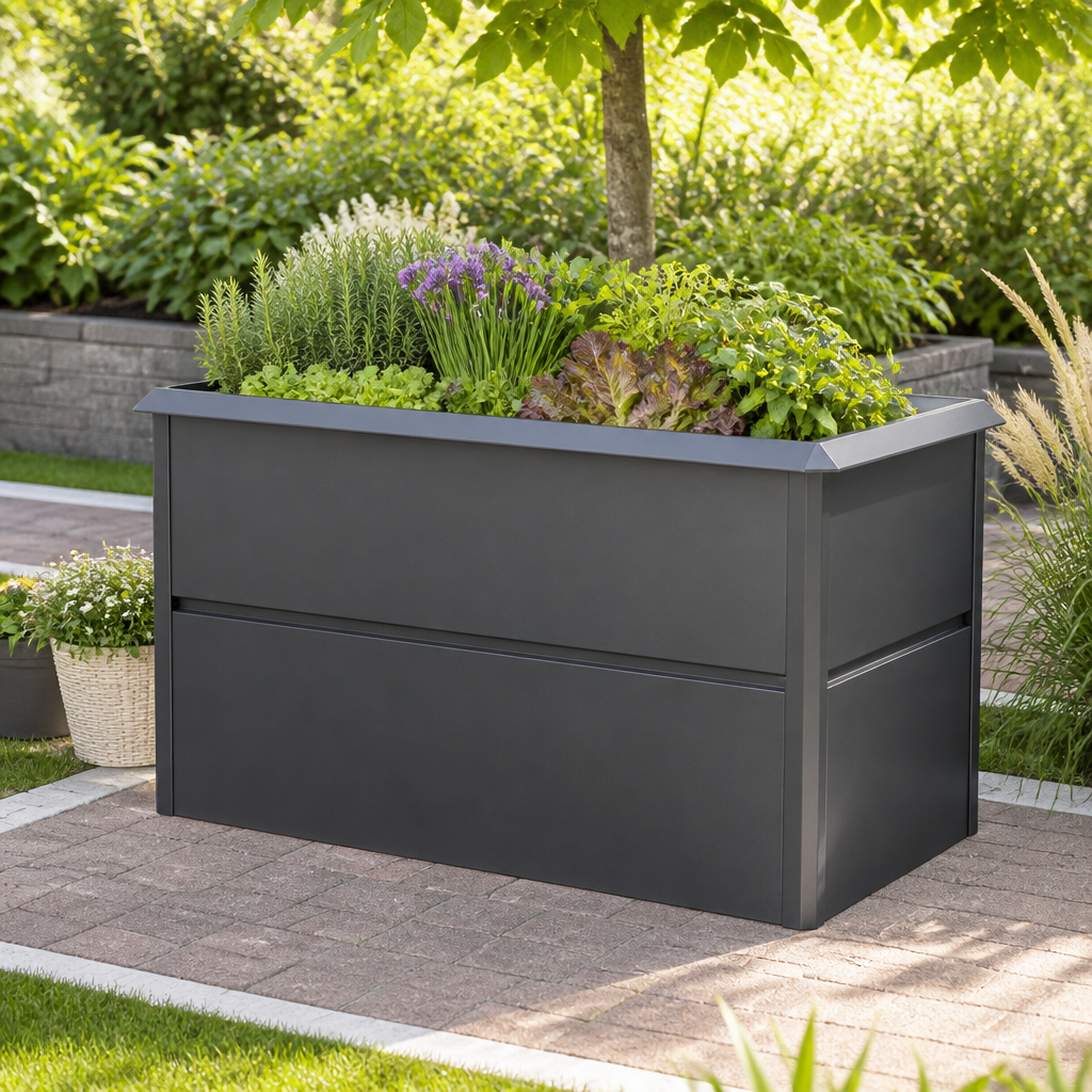 PRIMEYARD 150 x 85 x 77 cm Hochbeet, Stahl, Anthrazit-Metallic | inkl. Schneckenschutz PRIMEYARD 150 x 85 x 77 cm Hochbeet, Stahl, Anthrazit-Metallic | inkl. Schneckenschutz