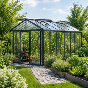 GFP 235 x 460 cm Gewächshaus, Pulverbeschichtet Anthrazit, RAL 7016 | Aktionsset - Profi 2 | Polycarbonat | Einfachschiebetür | Dachfenster Unkategorisiert online kaufen