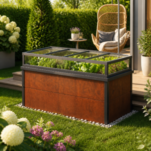 PRIMEYARD 200 x 100 x 77 cm Hochbeet, Cortenstahl, Rost-Optik | inkl. Frühbeetaufsatz und Schneckenschutz Unkategorisiert online kaufen