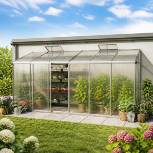 GFP 436 x 147 cm Anlehngewächshaus, Aluminium Natur | Polycarbonat | Einfachschiebetür | Dachfenster Unkategorisiert online kaufen