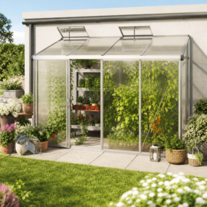GFP 294 x 147 cm Anlehngewächshaus, Aluminium Natur | Polycarbonat | Einfachschiebetür | Dachfenster Unkategorisiert online kaufen