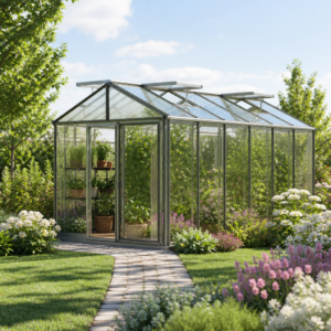 GFP 235 x 460 cm Gewächshaus, Standardfarbe Aluminium Natur | Aktionsset - Profi 2 | Polycarbonat | Einfachschiebetür | Dachfenster Unkategorisiert online kaufen